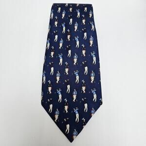 Lauren Ralph Lauren Blue Silk Golf Golfer All-Over Pattern Neck Tie